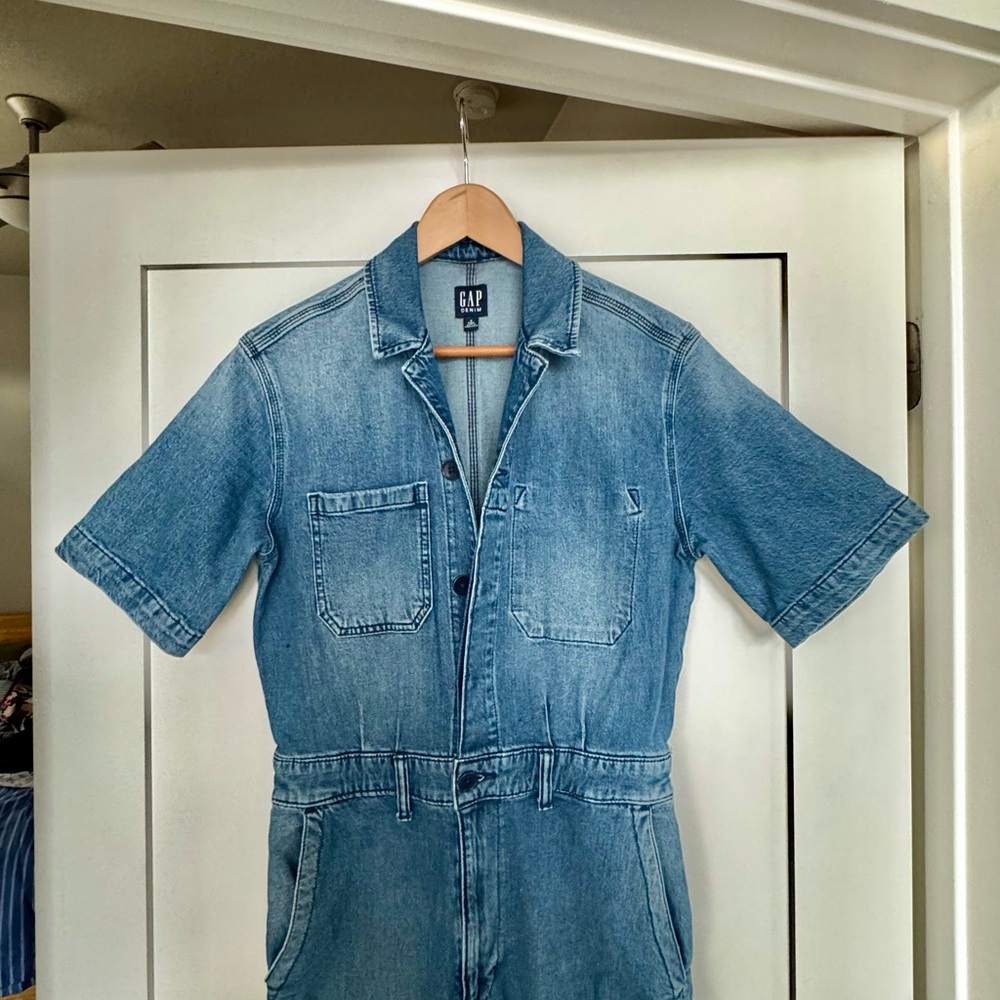 Denim Short Sleeve Jumpsuit